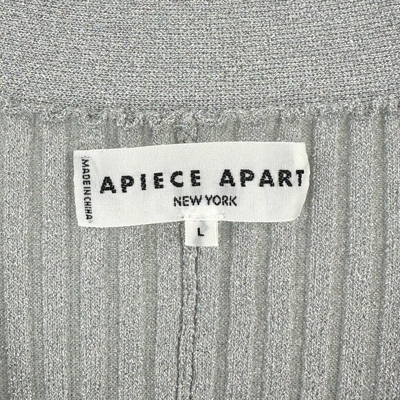 Apiece Apart Metallic Silver Long Sleeve Lightweight Rib Knit Duster Cardigan - Picture 4 of 6